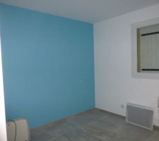 Peinture Bleue, 1 panneau pour le bureau, le reste en blanc.