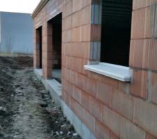 Appui de fenêtre de la cuisine et seuils des baies vitrées du séjour.