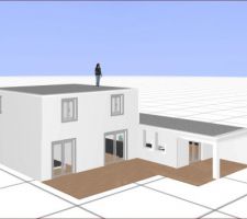 VUE D'ensemble
la partie détachée à droite est en limite de propriété (obligation de construire à 4M ou en limite mais max sur une hauteur de 8m)