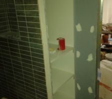 La douche et sa petite niche (certainement pratique à l'usage mais que c'est long à faire !!)
