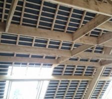 Debut de la pose des ardoise vue de l'interieur