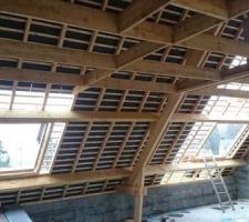 Pose des ardoises vue de l'interieur