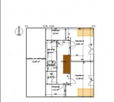 Plan avec espace sous 1.95m non aménagé= combles non aménagées