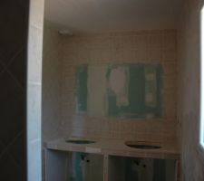 SDE de l'étage, double vasque et douche à l'italienne.