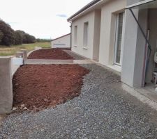 Fin terrassement suite construction mur.