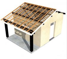 Construction d'un abri de jardin de 20m2 en maçonnerie traditionnelle avec couverture en tuiles terres cuite et enduits de finition "ton pierre".
Etape 3 : Réalisation de la toiture.