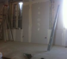 Pose d isolant mur et pose du Ba13