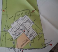 L'implantation de la maison pour la demande de permis avec son orientation SUD OUEST