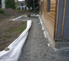Géotextile et drain Sud.
Remblais de la terrasse et des tranchées