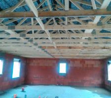 Charpente sapin du nord avec écran sous toiture