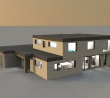 Vue 3D côté sud-ouest en phase esquisse