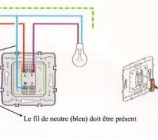 Schéma pour le montage d'un interrupteur avec voyant-témoin d'allumage de la lampe. je dois rajouter le fil neutre dans ma gaine