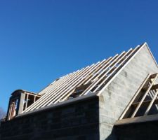 Charpente garage, emplacement pour le velux et lucarne