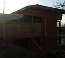 Bardage du garage en cours