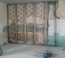 Mise en place rail pour placo en doublet