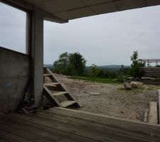 Aménagement de la sous-dalle! Terrasse bois escalier bois recup,