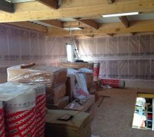 Pose de la membrane des murs à l'étage
