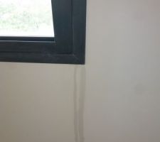 Infiltration dans la chambre parentale en R 1, ai niveau de la jalousie. Infiltration du parquet de la chambre