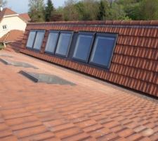 Les tuiles et les velux sont posés.