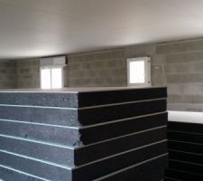 Ça y est !!! Ils ont attaqué  le placo. Les plafonds sont finis. Ils ont bien entamé les murs. Il restait en gros 1,5 jour de travail encore et devrait attaquer les cloisons pour la semaine d après.
Les choses avancent bien.
Pourvu que ça dur !!!