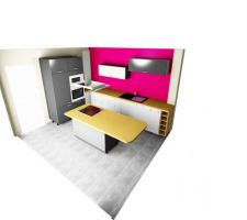 Vue 3D cuisine lave vaisselle au sol