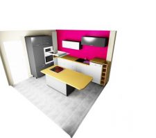 Vue 3D cuisine lave vaisselle surelevé