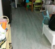 Ras le bol du carrelage brun et mat, trop salissant.
Pause sol PVC en lames clipsées aspect bois