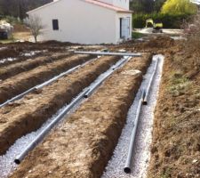 Pose des drains de l'épandage