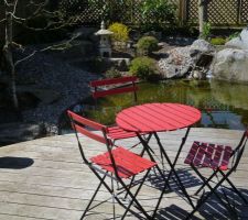 Avril 2015 - Premiers meubles de jardin ont retrouvé leur place sur le ponton