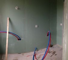 Salle de bain des enfants. 
Mur opposé à la baignoire