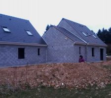 Vue des 2 maisons mitoyennes du jardin.