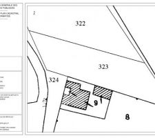 Nous c'est la parcelle 323 qu'on  va acheter, on a sign&eacute; pour mettre en route le dossier chez le notaire 
847m&sup2; mais en largeur ca fait peu