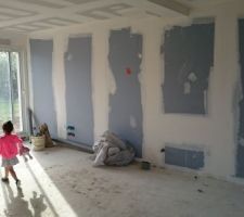 Placo terminé, l'inspectrice des travaux finit est en plein travail lol