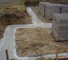 15 m3 de beton plus tard les semelles sont coulees!!!