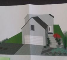 Avant projet escalier suspendu , pavage et végétaux