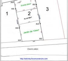 Implantation de la maison par le géomètre expert.
Un petit jardin de 134m² bien sympa !!!