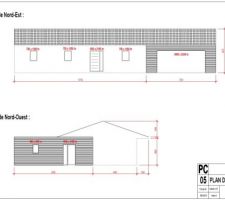 Plan de façade Nord-Ouest et Nord-Est