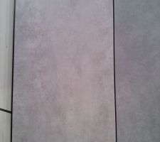 Notre choix choix côté carrelage, la plaque de gauche, gris avec des nuances nuances brunes, mais quine se voient pas très bien qur la photo.