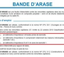 Compatibilité bande d'arase et zone sismique. Compatibilité zone 2 maxi, nous on est en zone 3!!!!