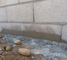 Le lendemain, Test de capillarité réussi, l'humidité n'a pas franchi le mortier hydrofuge supérieur