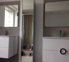 Sdb avec 2 vasques et colonne miroir rotative