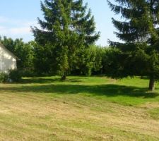 Endroit où sera la maison avec vu sur le garage déjà présent.