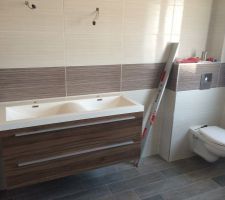 Pose du meuble double vasque.