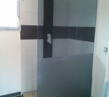 Salle de douche. Colonne de douche mont&eacute;e.