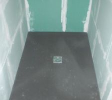 Receveur pos&eacute;, syphon et grille &eacute;vacuation pos&eacute; test de l'&eacute;vacuation avec un bidon de 5l aucun probl&egrave;me. Reste a faire le contour du receveur avec bande d'&eacute;tanch&eacute;it&eacute;e , a bientot.