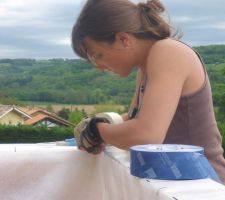 Pose du frein vapeur au niveau du plancher