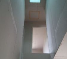 Le velux apportant de la lumière sur le palier de l'étage.