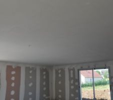 Ratissage du plafond de la pièce de vie