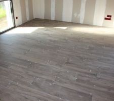 Grès cerame Ergon Woodtalk grey de chez Depot service
pose tradi parquet 2/1 - 1/3
largeur 22,5 et 15 cm
Salon TV