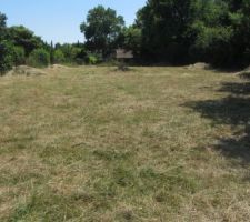 Le terrain avant les fondations.
Le terrain fait un peu plus de 15m de large pour 40m de long.